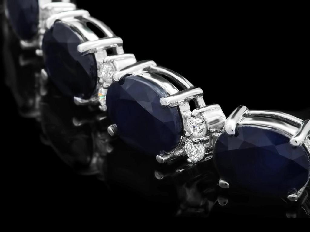 14k Gold 40.00ct Sapphire & 1.50ct Diamond Bracel