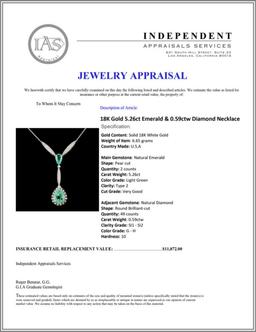 18K Gold 5.26ct Emerald & 0.59ctw Diamond Necklace