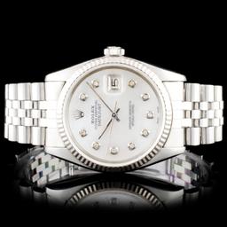 Rolex SS DateJust 36mm Diamond Wristwatch