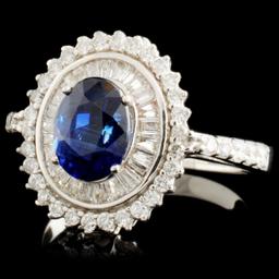 18K Gold 1.97ct Sapphire & 0.78ctw Diamond Ring