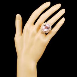 14K Gold 21.91ct Kunzite & 2.05ctw Diamond Ring