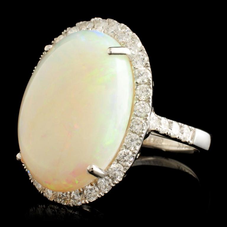 14K Gold 8.87ct Opal & 1.00ctw Diamond Ring