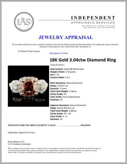 18K Gold 3.04ctw Diamond Ring