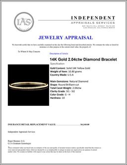 14K Gold 2.04ctw Diamond Bracelet