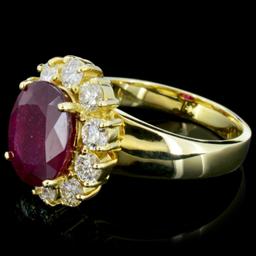 14K Gold 6.00ct Ruby & 1.00ctw Diamond Ring
