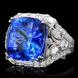 18k Gold 14.59ct Tanzanite & 1.90ct Diamond Ring