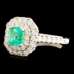 18K Gold 0.62ct Emerald & 0.79ctw Diamond Ring