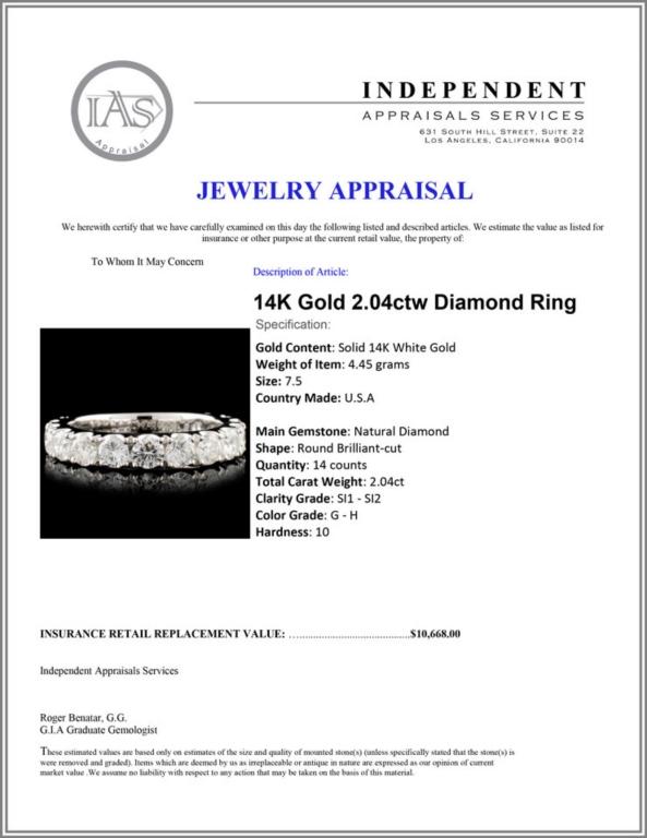 14K Gold 2.04ctw Diamond Ring