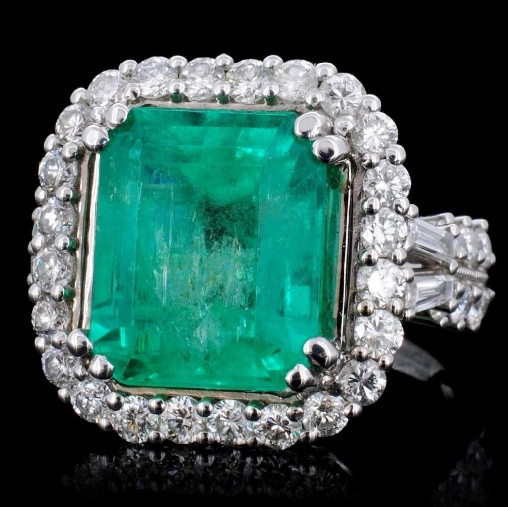 18K Gold 6.67ct Emerald & 1.35ct Diamond Ring