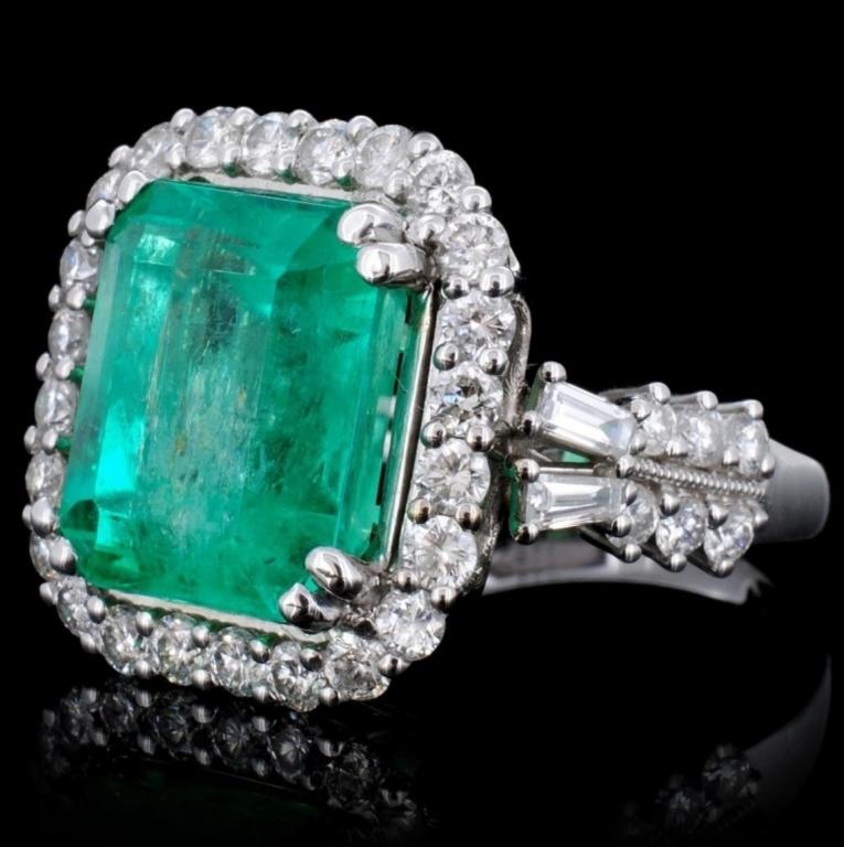 18K Gold 6.67ct Emerald & 1.35ct Diamond Ring