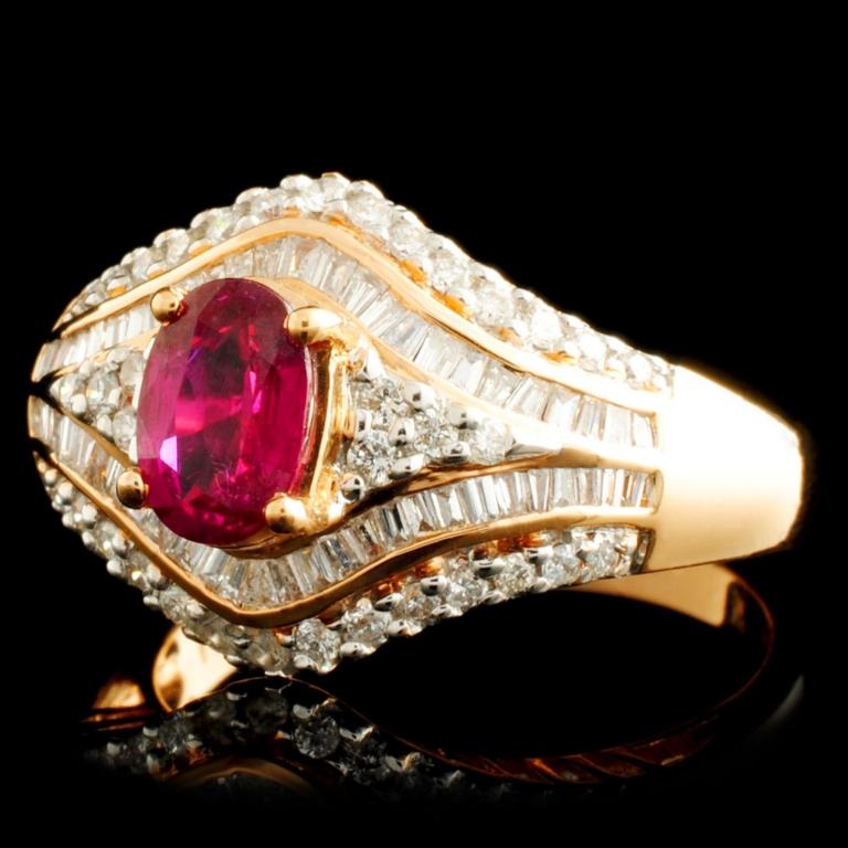 18K Gold 0.84ct Ruby & 0.60ctw Diamond Ring