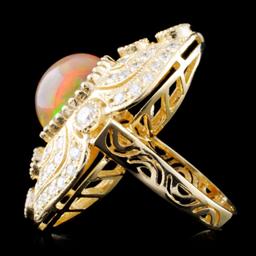 14K Gold 4.01ct Opal & 2.85ctw Diamond Ring