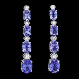 14k Gold 7.00ct Tanzanite & 0.50ct Diamond Earrin