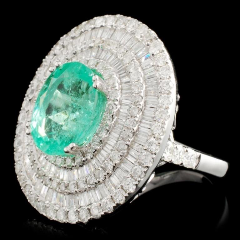 18K Gold 4.58ct Emerald & 3.22ctw Diamond Ring