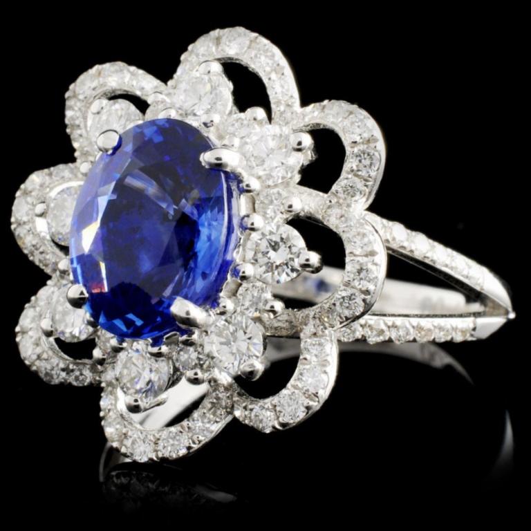 18K Gold 2.00ct Sapphire & 0.98ctw Diamond Ring