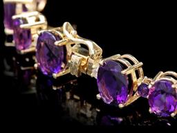 14k Gold 40.00ct Amethyst & 1.00ct Diamond Bracel