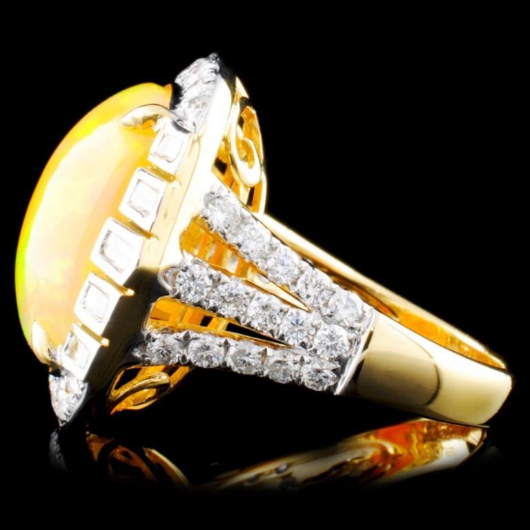 18K Gold 8.39ct Opal & 1.55ctw Diamond Ring