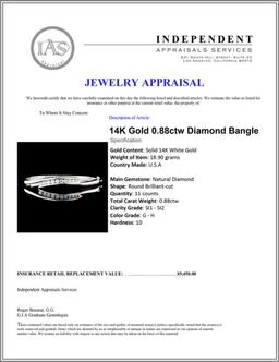 14K Gold 0.88ctw Diamond Bangle