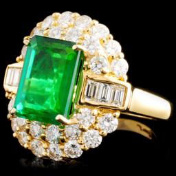 18K Gold 3.58ct Emerald & 2.23ctw Diamond Ring