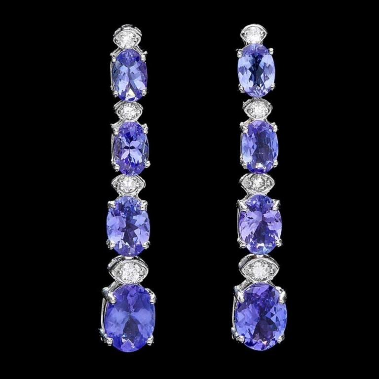 14k Gold 7.00ct Tanzanite & 0.50ct Diam Earrings