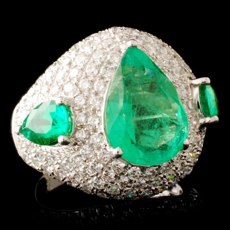 18K Gold 5.07ct Emerald & 2.52ctw Diamond Ring