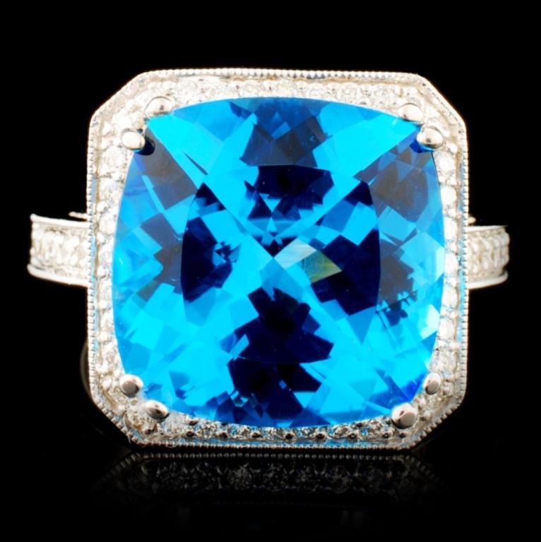 18K Gold 10.36ctw Topaz & 0.98ctw Diamond Ring