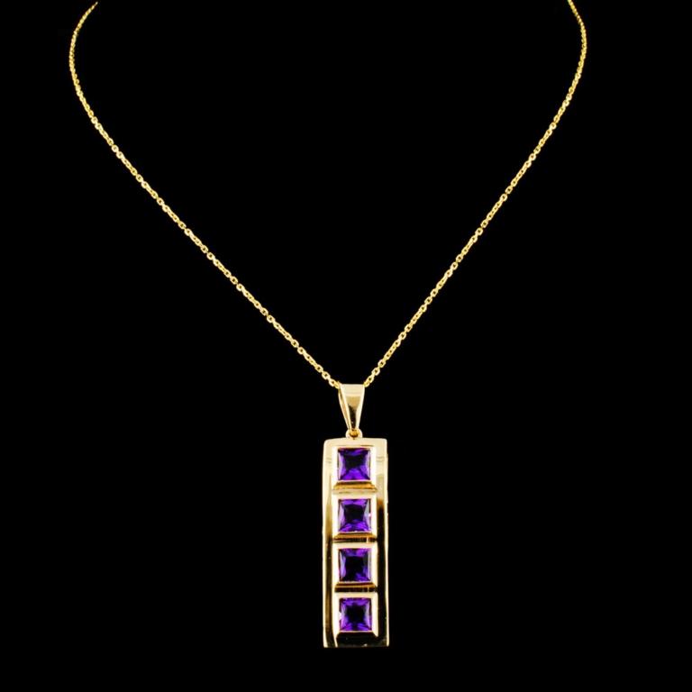 14K Gold 2.25ctw Amethyst Pendant