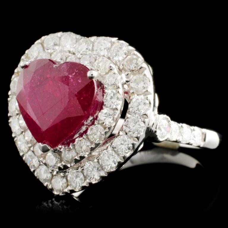 18K Gold 4.22ct Ruby & 1.81ctw Diamond Ring