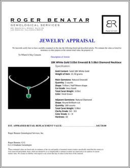 18K White Gold 3.03ct Emerald & 5.06ct Diamond Nec