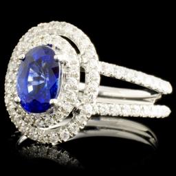 18K Gold 1.22ct Sapphire & 0.58ctw Diamond Ring