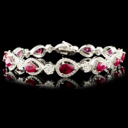 18K Gold 6.25ct Ruby & 2.60ctw Diamond Bracelet