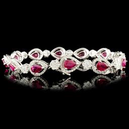 18K Gold 6.25ct Ruby & 2.60ctw Diamond Bracelet