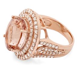 14K Gold 11.00ct Morganite & 2.00ct Morganite Ring