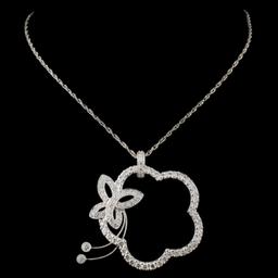 18K White Gold 1.30ctw Diamond Pendant