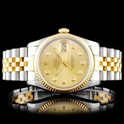 Rolex DateJust YG/SS Diamond 36mm Wristwatch