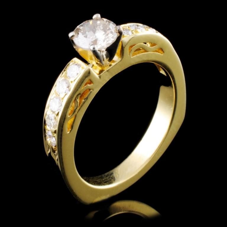 18K Yellow Gold 0.99ctw Diamond Ring