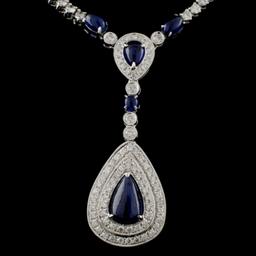 14K Gold 4.90ct Sapphire & 3.41ct Diamond Necklace