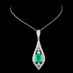 18K White Gold 4.19ct Emerald & 0.90ct Diamond Pen