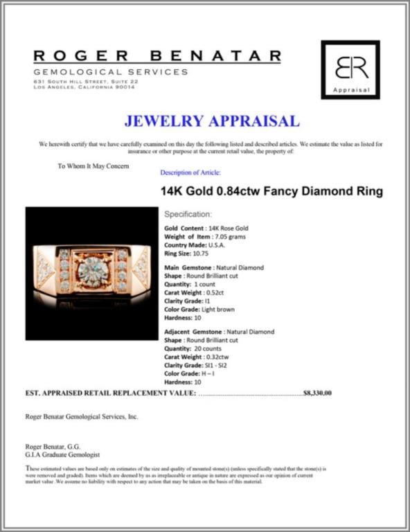 14K Gold 0.84ctw Fancy Diamond Ring