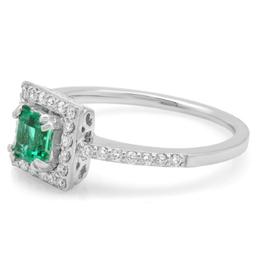 14K Gold 0.50ct Emerald & 0.25ct Diamond Ring