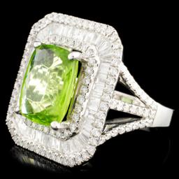 18K Gold 5.65ct Peridot & 1.73ctw Diamond Ring