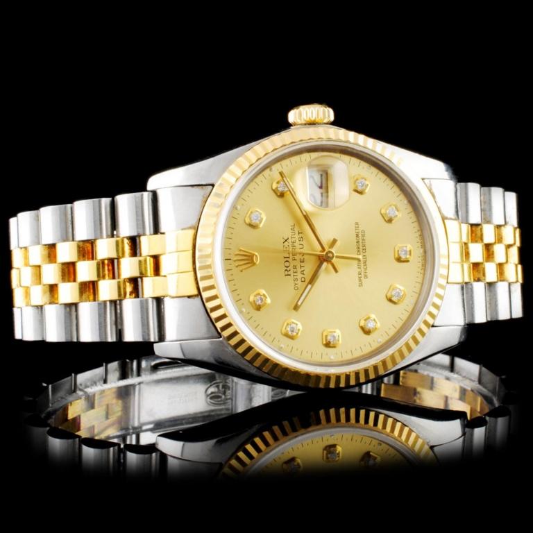 Rolex DateJust YG/SS Diamond 36mm Wristwatch