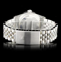 Rolex SS DateJust 36mm Silver Diamond Wristwatch