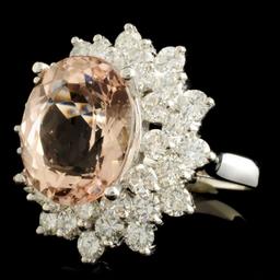 14K Gold 6.45ct Morganite & 2.70ctw Diamond Ring