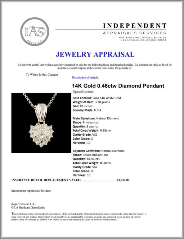 14K Gold 0.46ctw Diamond Pendant