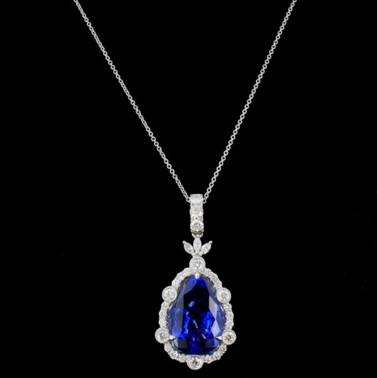 18K Gold 9.94ct Tanzanite & 1.05ct Diamond Necklac