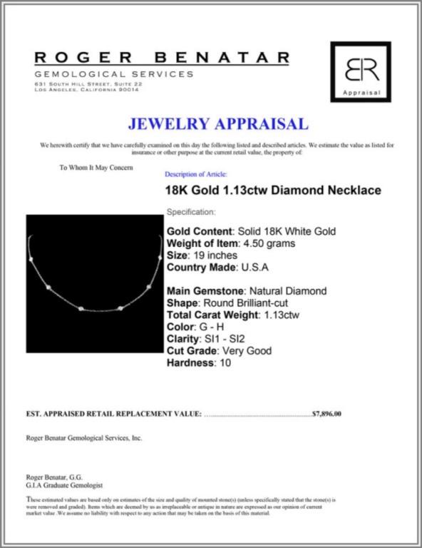 18K Gold 1.13ctw Diamond Necklace