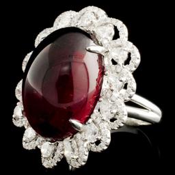 18K Gold 25.37ct Rubellite & 1.60ctw Diamond Ring