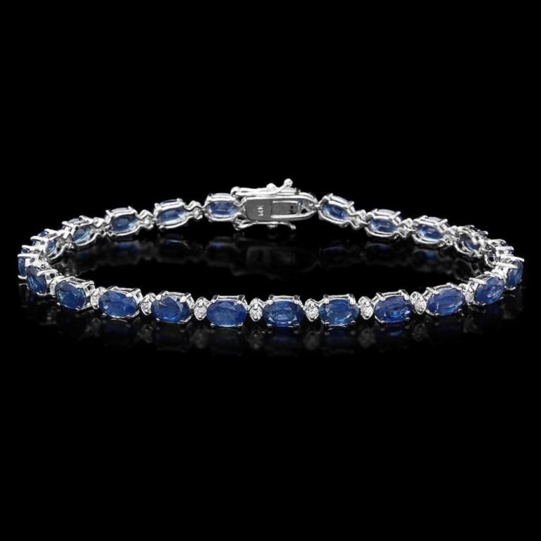 14k Gold 12.00ct Sapphire & 0.50ct Diamond Bracel