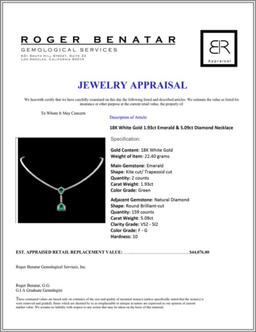 18K White Gold 1.93ct Emerald & 5.09ct Diamond Nec